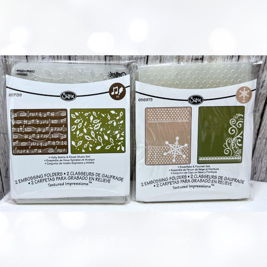 Sizzix SHEET MUSIC Holly Snowflake Christmas Embossing Folders