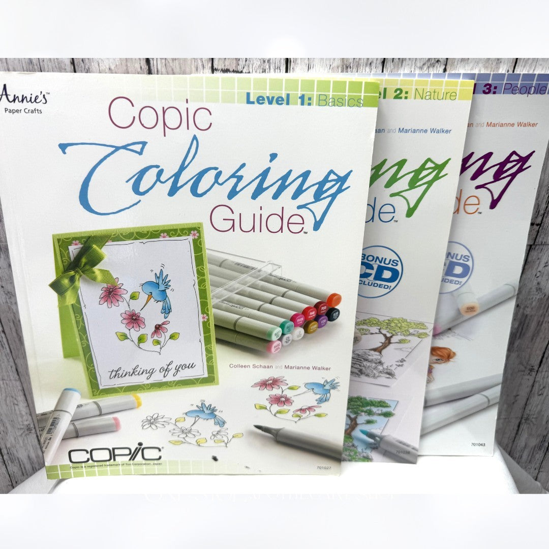 Annie's Paper Crafts COPIC COLORING GUIDE Workbook CDs Level 1-3