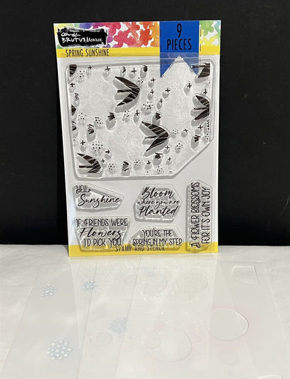 Brutus Monroe SPRING SUNSHINE Flowers Floral Rubber Stamps Layering Stencils Set