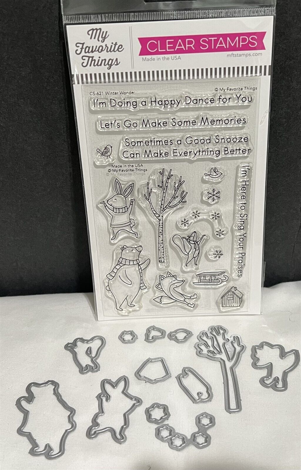 My Favorite Things WINTER WONDER Animals MFT Rubber Stamps Dies Lot