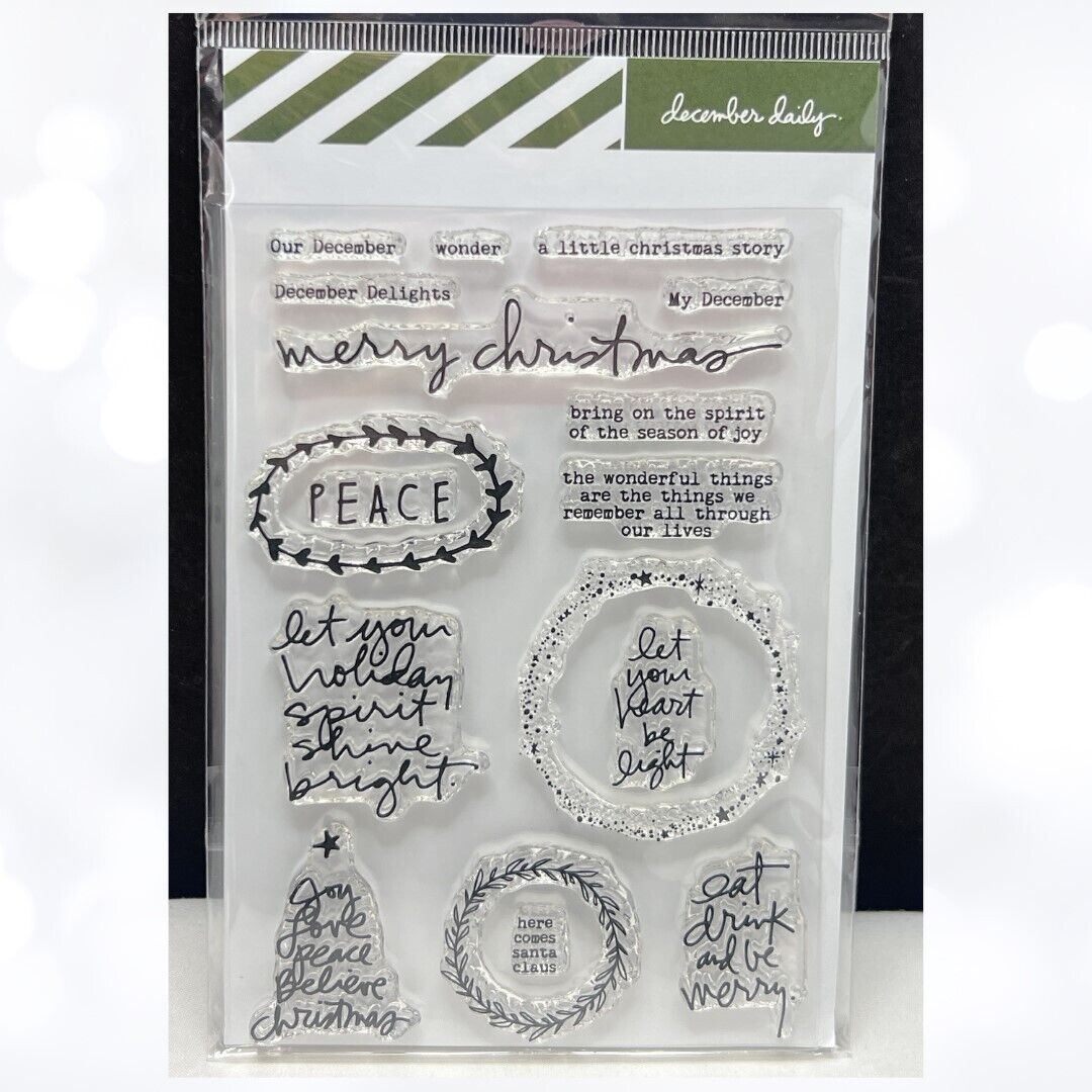 December Daily CHRISTMAS Wreath Greetings Planner Journal Rubber Stamps Rare