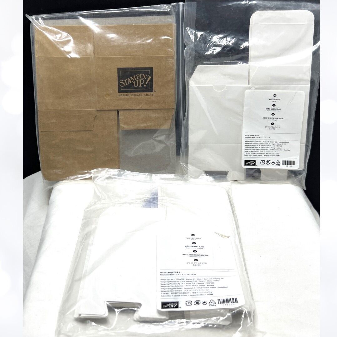 Stampin Up WHITE GIFT BOXES Candy Treat Favor Mini Shipping Boxes Lot
