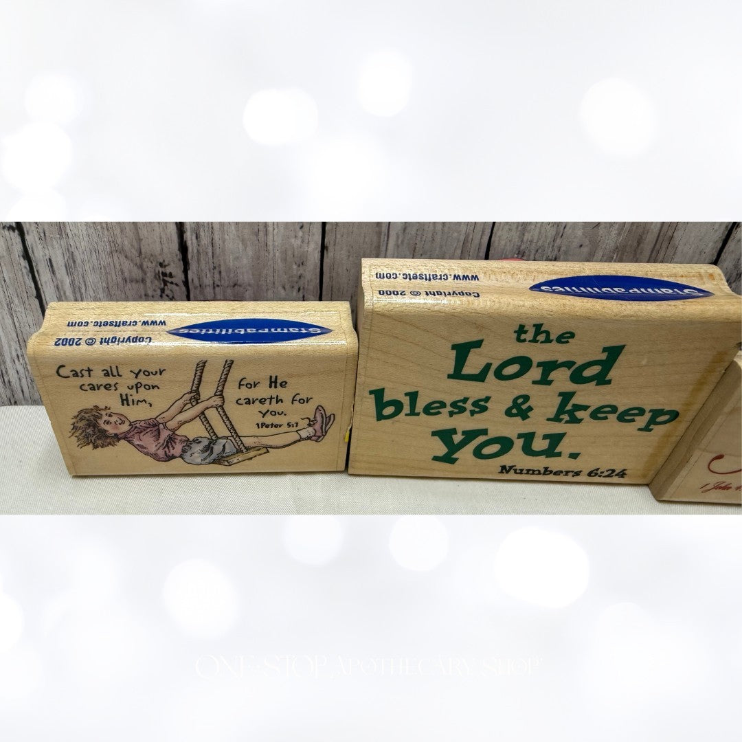 Stampabilities RELIGIOUS Sayings Bible Journaling Rubber Stamps Lot of 8