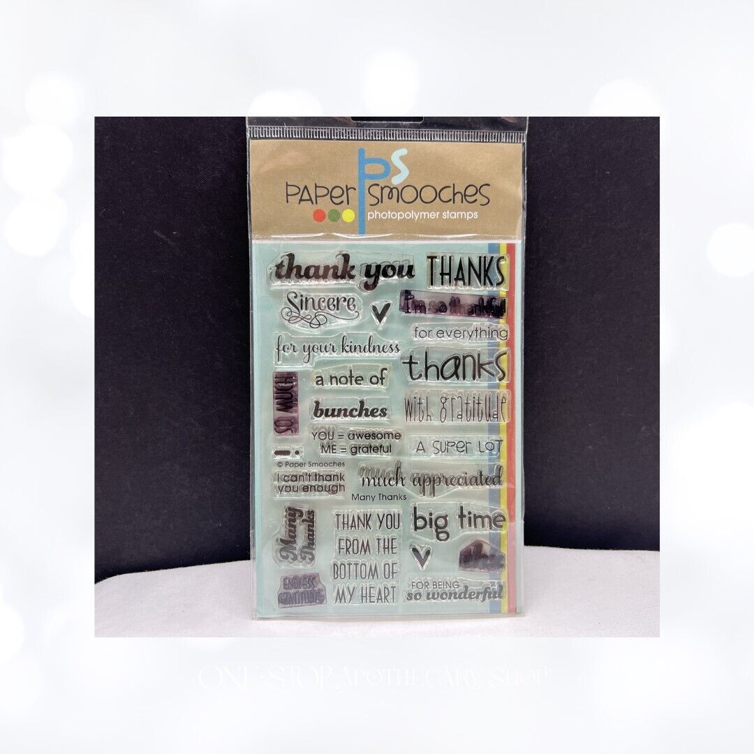 Paper Smooches MANY THANKS Thank You Greetings Sentiments Rubber Stamps