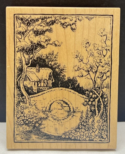 PSX ENGLISH COTTAGE Bridge Country Landscape K-1625 Rubber Stamp