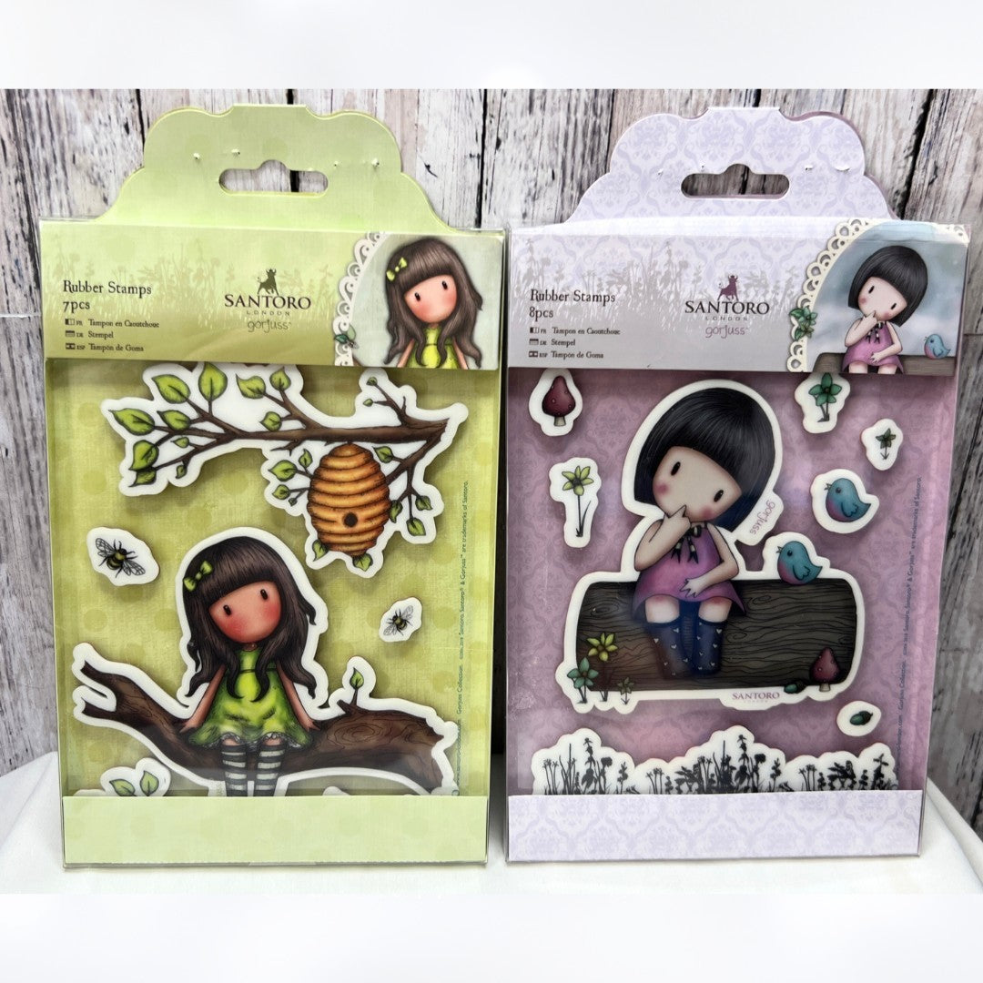 Santoro GORJUSS GIRLS Bluebirds Bees Birds Little Girls Rubber Stamps