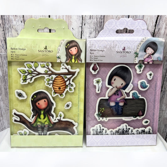 Santoro GORJUSS GIRLS Bluebirds Bees Birds Little Girls Rubber Stamps