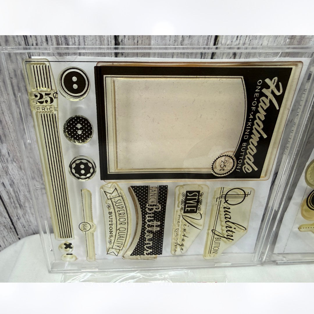 Papertrey Ink BUTTON BOUTIQUE Notable Notions Rubber Stamps Dies Rare
