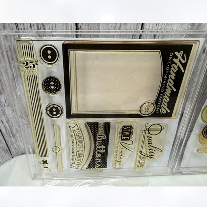Papertrey Ink BUTTON BOUTIQUE Notable Notions Rubber Stamps Dies Rare
