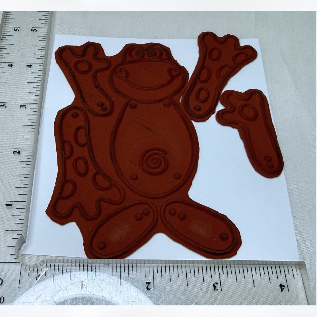 Make An Impression FROG PUPPET Interactive Unmounted Red Rubber Stamps