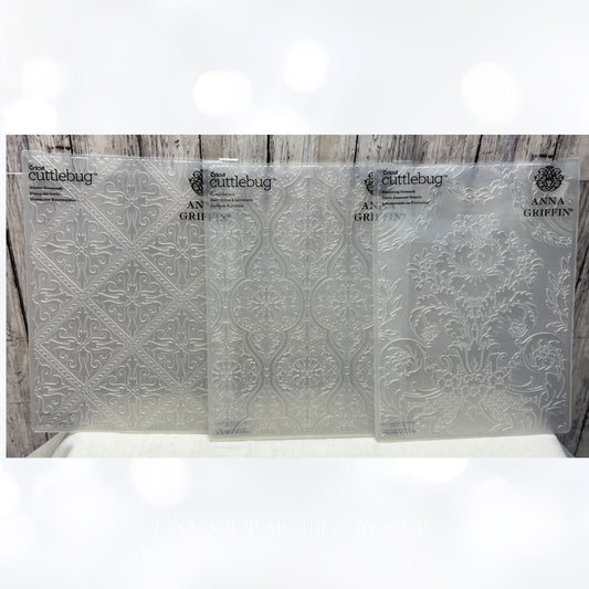 Anna Griffin WOVEN DIAMONDS Blooming Fluted Damask 5x7 Embossing Folders