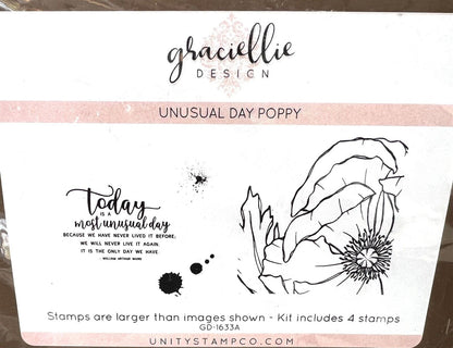 Unity Stamps UNUSUAL DAY POPPY Flower Poppies Floral Rubber Stamps Set