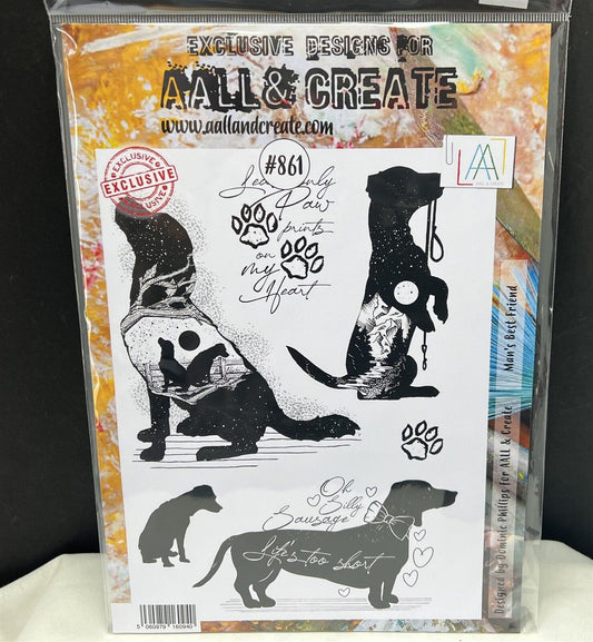 Aall & Create MAN'S BEST FRIEND Dogs Puppy Pet Sympathy 8 x 11.5 Rubber Stamps