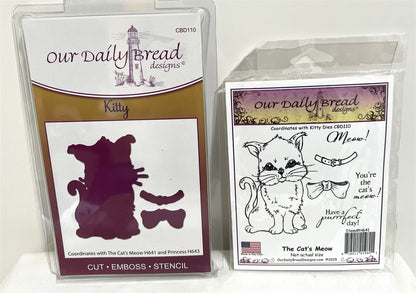 Our Daily Bread CAT'S MEOW Kitty Cat Kitten Rubber Stamps Dies Set