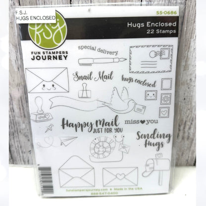 Fun Stampers Journey HUGS ENCLOSED Snail Mail Rubber Stamps