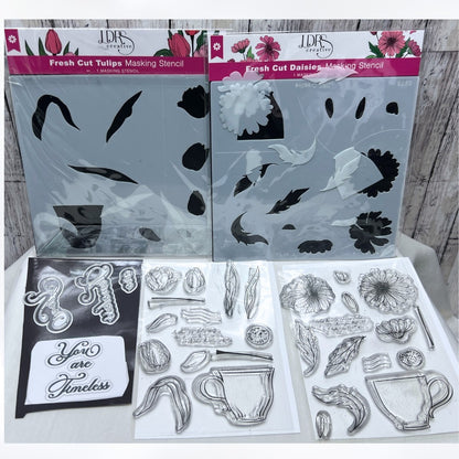 LDRS Designs FRESH CUT TULIPS & DAISIES Flowers Daisy Rubber Stamps Dies