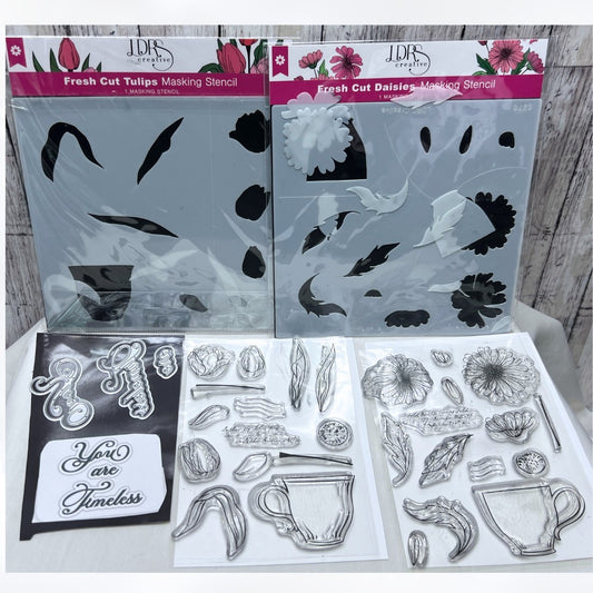 LDRS Designs FRESH CUT TULIPS & DAISIES Flowers Daisy Rubber Stamps Dies