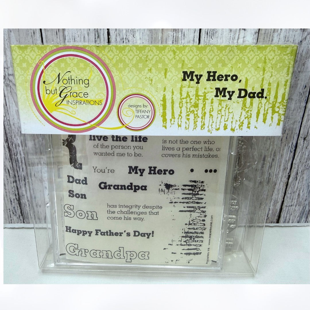 Papertrey Ink MY HERO MY DAD Fathers Day Sentiments Rubber Stamps