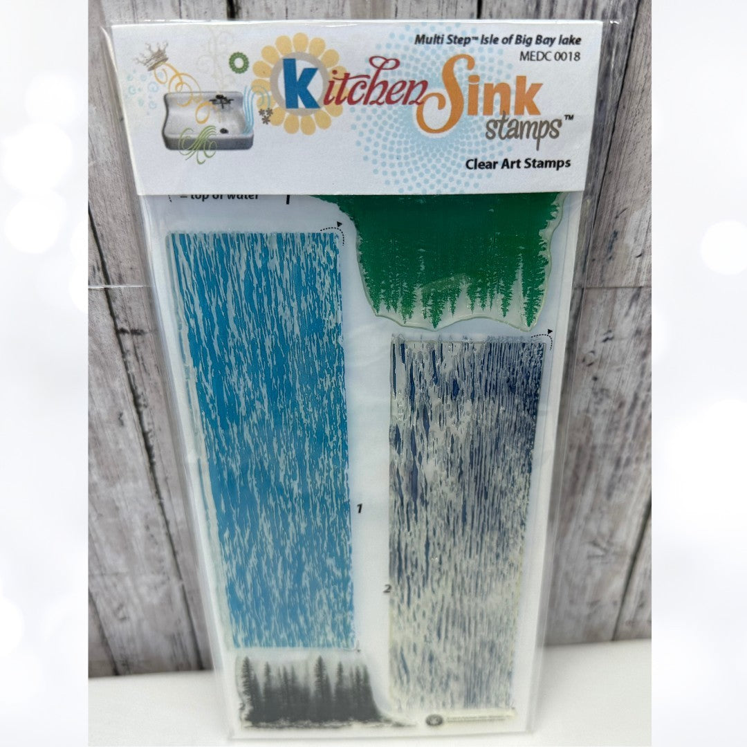Kitchen Sink LAKE CANOE Fishing Fish Fathers Day Layering Rubber Stamps Lot of 3