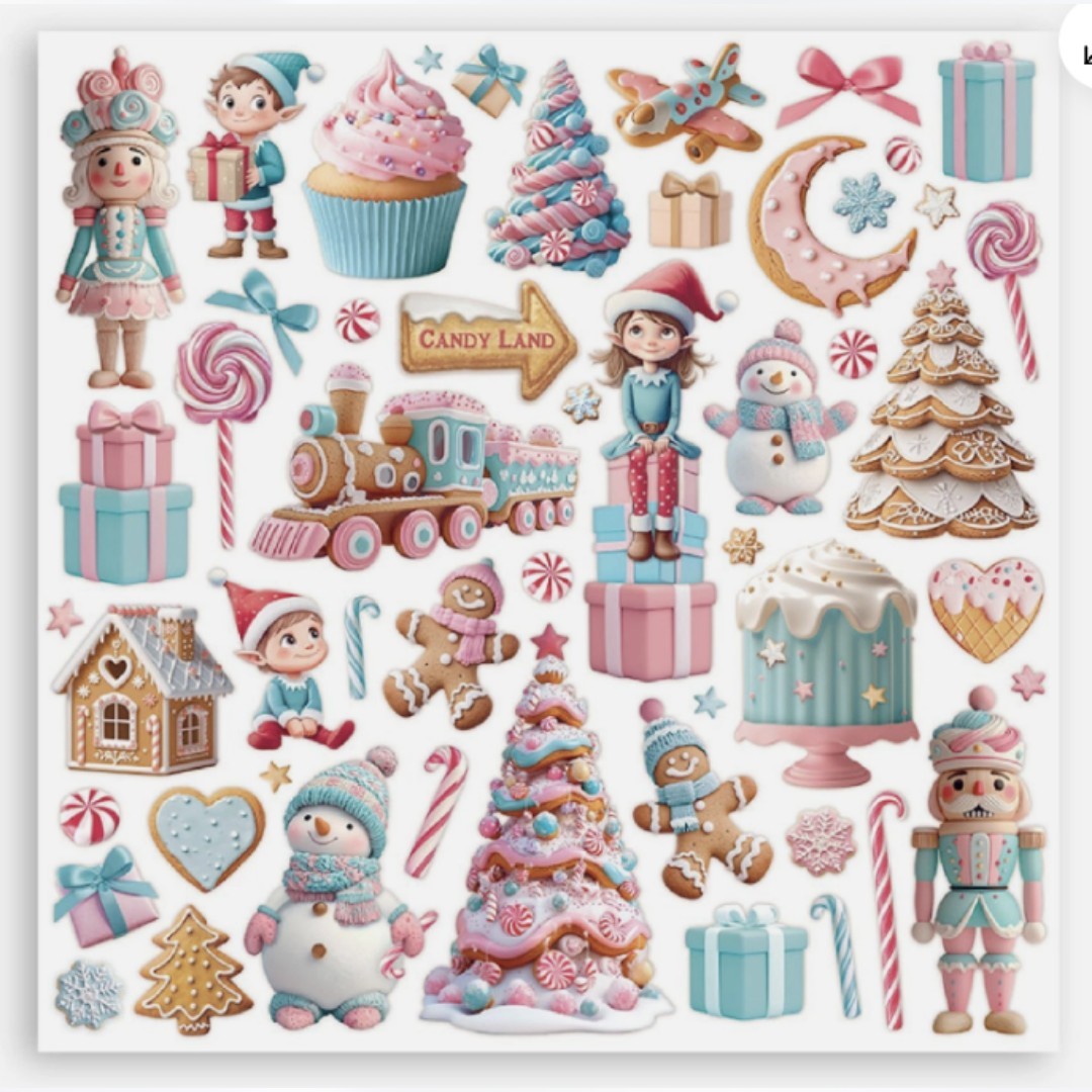Stamperia CANDY CHRISTMAS 12x12 8x8 Cardstock Papers Packs Set of 2