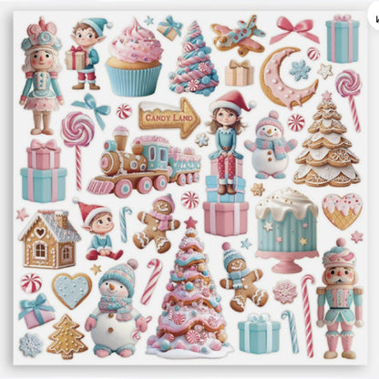 Stamperia CANDY CHRISTMAS 12x12 8x8 Cardstock Papers Packs Set of 2