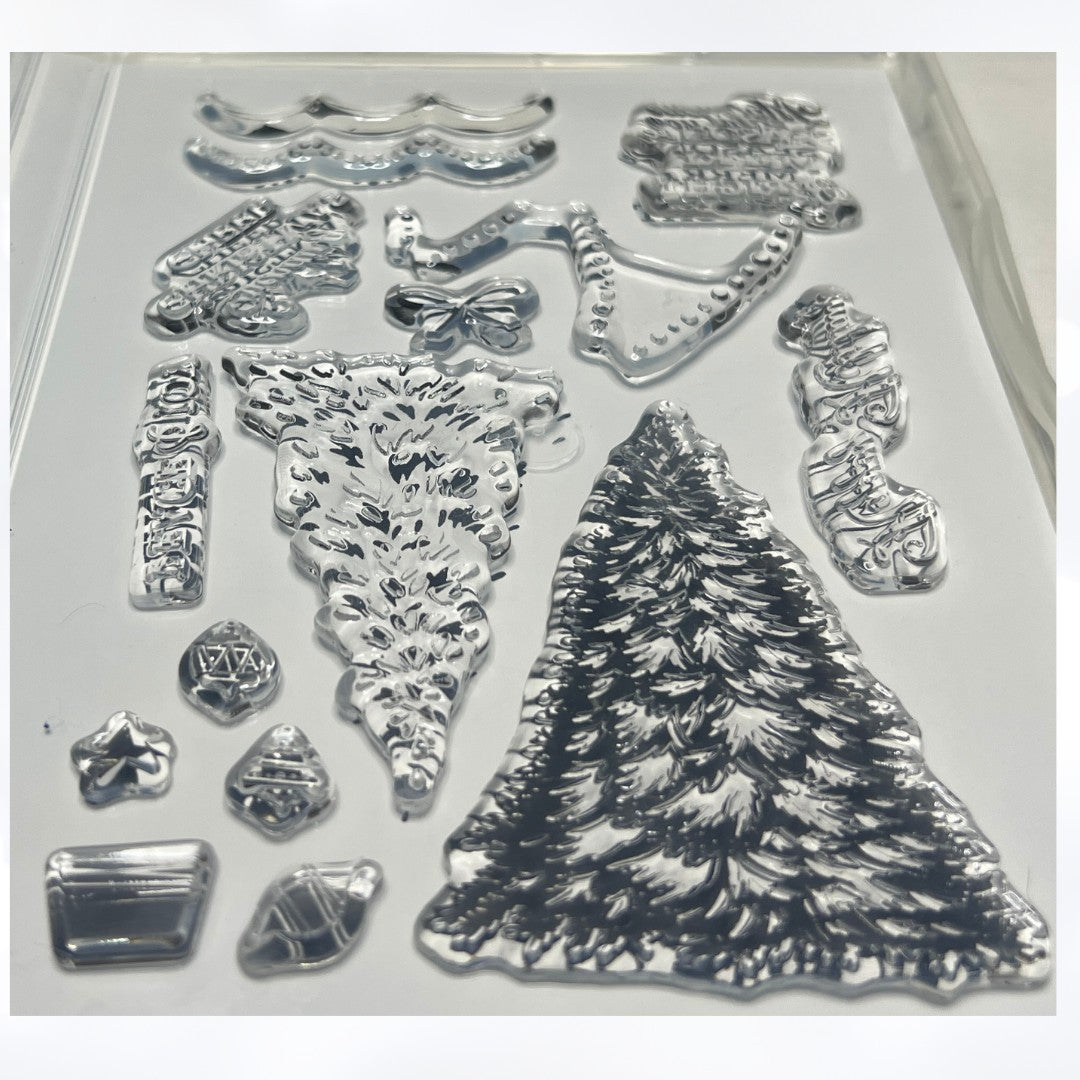 Stampin Up TRIMMING THE TREE Christmas Holiday Rubber Stamps Dies