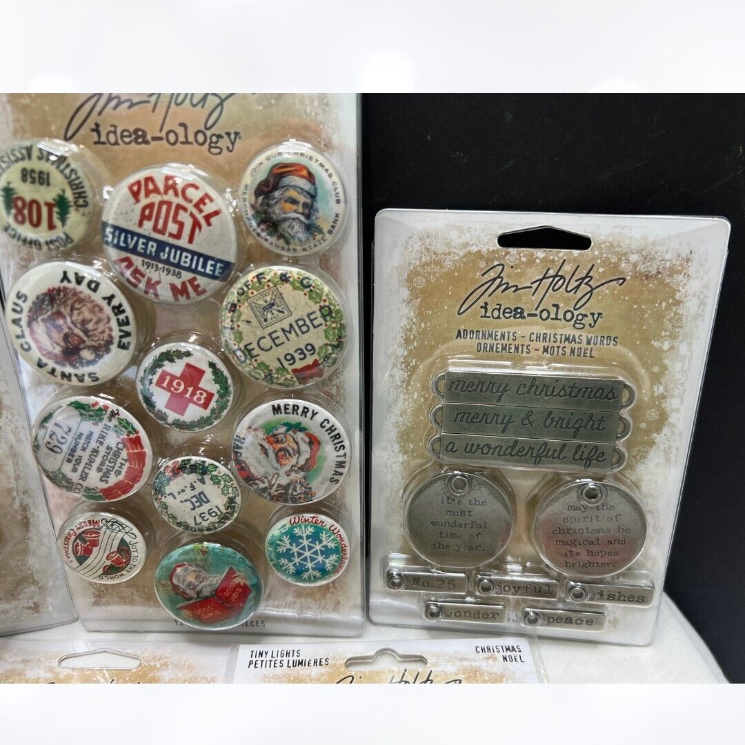 Tim Holtz Idea-ology CHRISTMAS Holiday Flair Snowglobes Embellishments Lot of 8