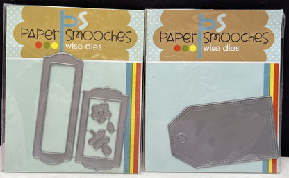 Paper Smooches BOOKPLATES Tag Stitced Stitch Dies Lot of 2