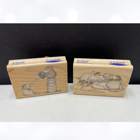 House Mouse BABY SHOES Mouse Drops Shower Mice Rubber Stamps Lot of 2