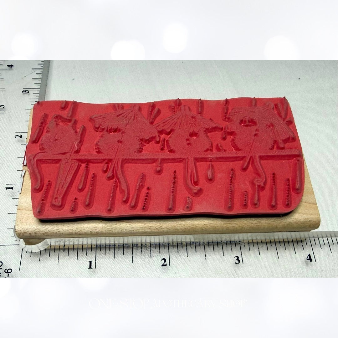 House Mouse SITTING IN THE RAIN 2 Mice Spring Umbrella Rubber Stamps
