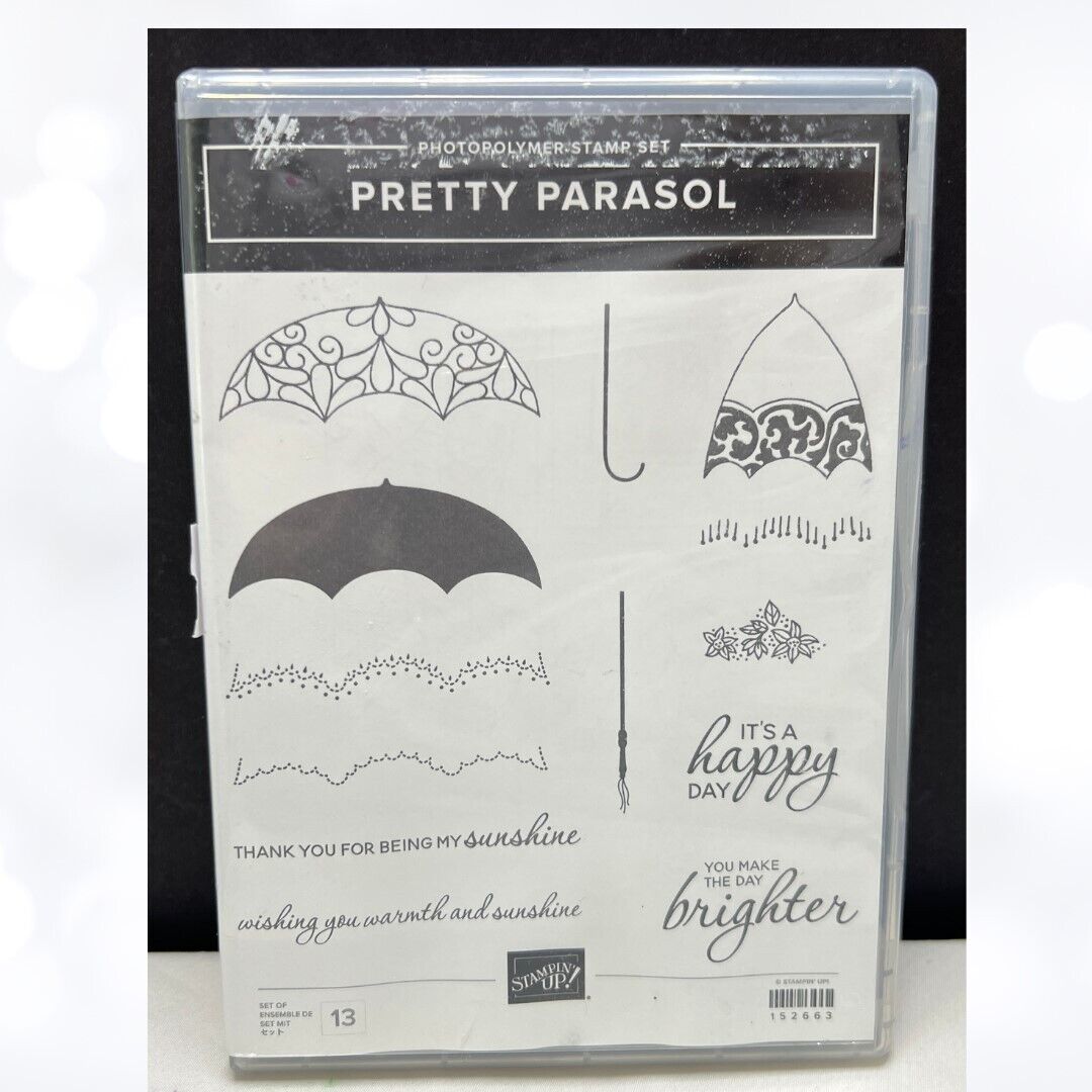 Stampin Up PRETTY PARASOLS Umbrellas Rubber Stamps