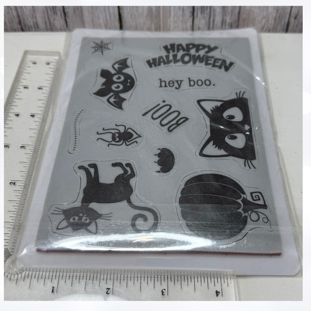 Fun Stampers Journey MUMMYFIED Hey Boo Cat Halloween Rubber Stamps