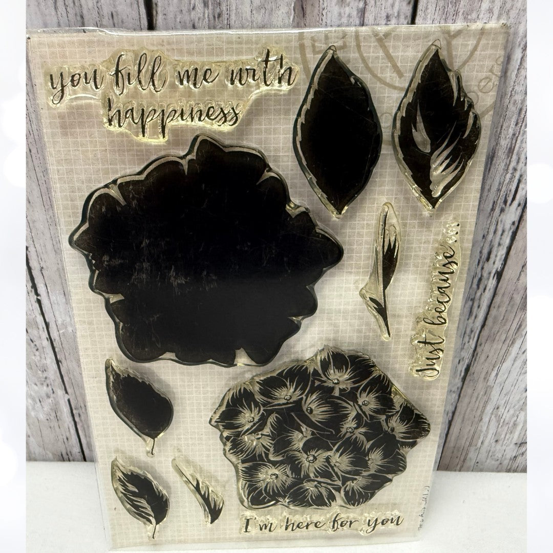 Hero Arts MARIGOLDS Iris Hydrangea Floral Flowers Rubber Stamps