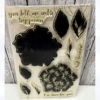 Hero Arts MARIGOLDS Iris Hydrangea Floral Flowers Rubber Stamps
