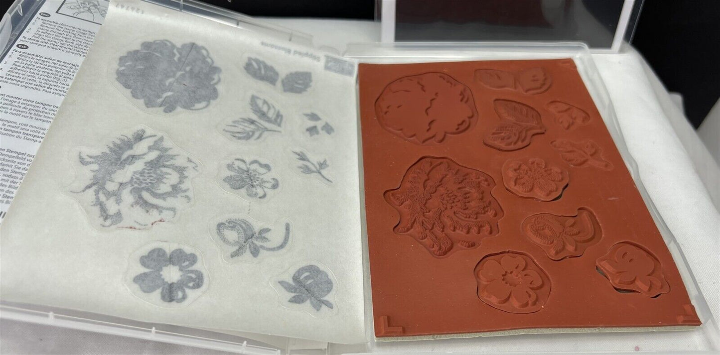 Stampin Up STIPPLED BLOSSOMS Flowers Floral Rubber Stamps Dies By Dave Rare