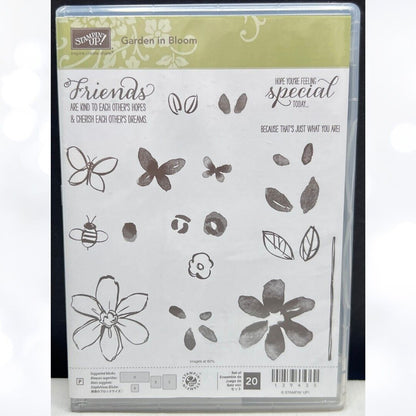 Stampin Up GARDEN IN BLOOMS Flowers Bees Rubber Stamps