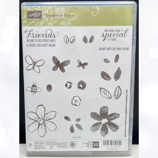 Stampin Up GARDEN IN BLOOMS Flowers Bees Rubber Stamps
