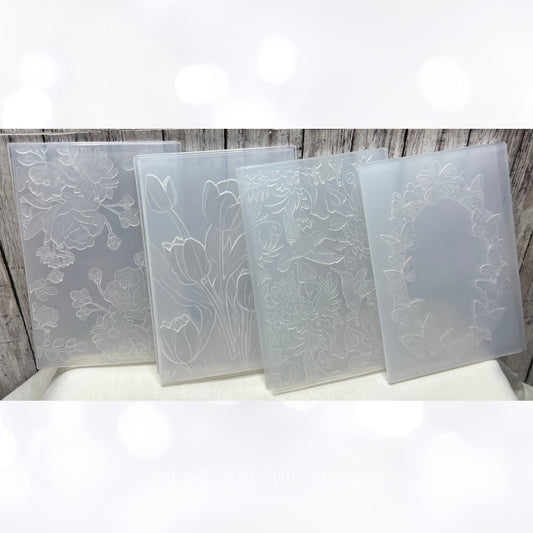 BUTTERFLIES Hummingbird Flowers 3D Embossing Folders Lot of 4