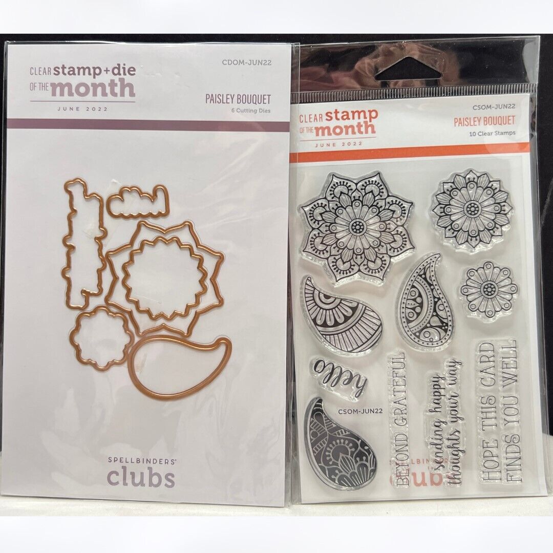 Spellbinders PAISLEY BOUQUET Clear Rubber Stamp Die of the Month June 2022