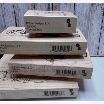 B Line Stamps VINTAGE CHILDREN Kids Peter Willow Aiden Rubber Stamps Lot of 4