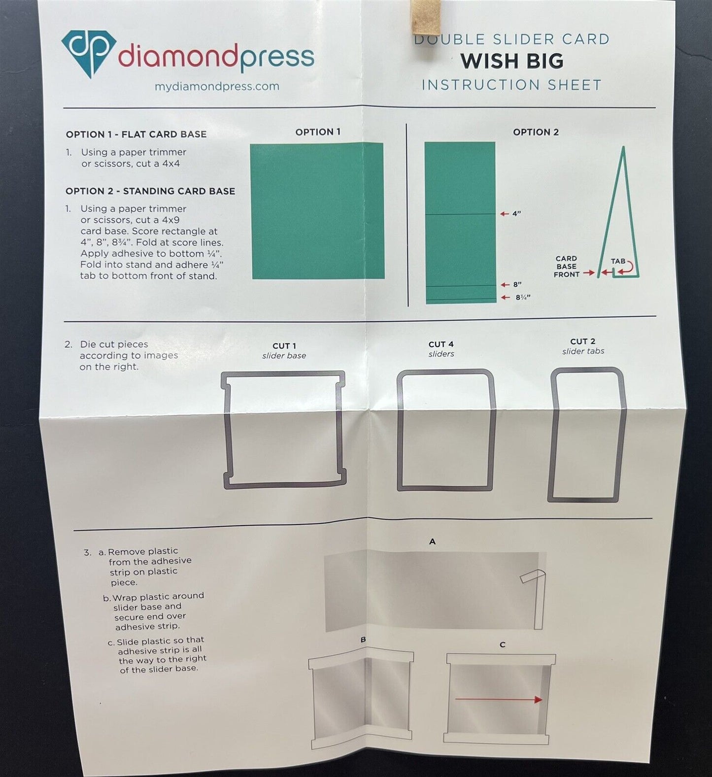 Diamond Press DOUBLE SLIDER CARD Wish Big Interactive Rubber Stamps Dies