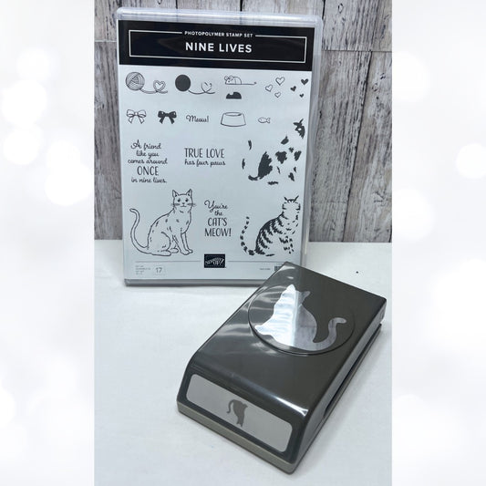 Stampin Up NINE LIVES Kitty Cat Builder Rubber Stamps Punch Rare