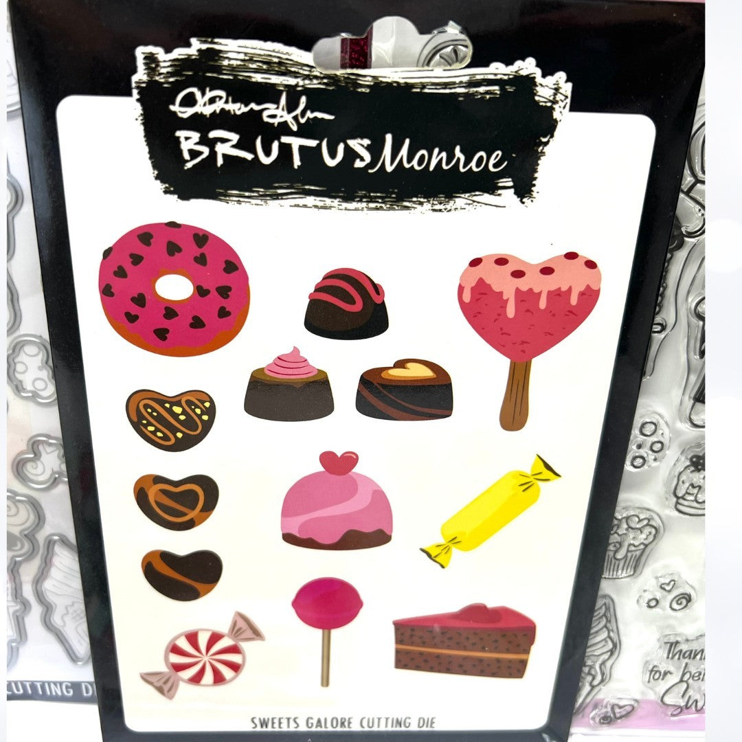 Brutus Monroe SWEET CANDY Christmas Valentines Rubber Stamps Dies Kit