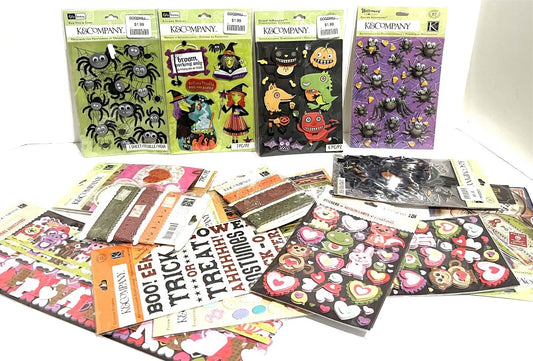 K & Company HOLIDAYS Halloween Easter Vday Stickers Rub Ons Lot of 15