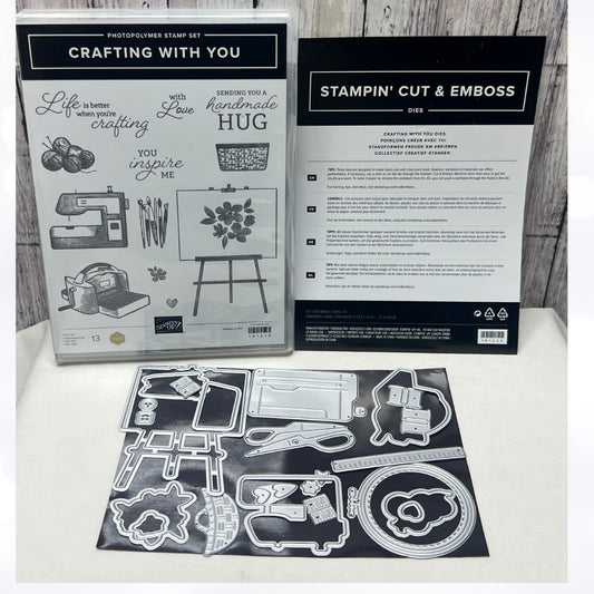 Stampin Up CRAFTING WITH YOU Crafts Sewing Rubber Stamps Dies