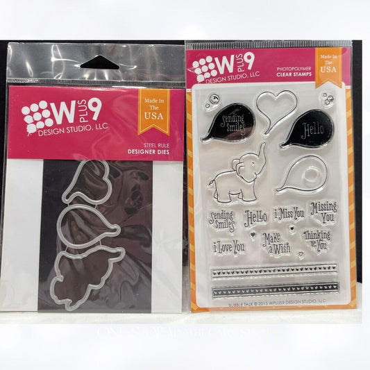 WPLUS9 W Plus 9 BUBBLE TALK Elephant Rubber Stamps Dies