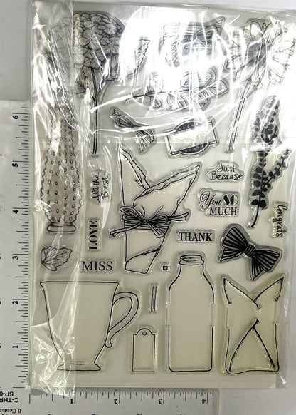 Gina K Designs FILL IT WITH FLOWERS Vase Wrap Floral 6x8 Rubber Stamps