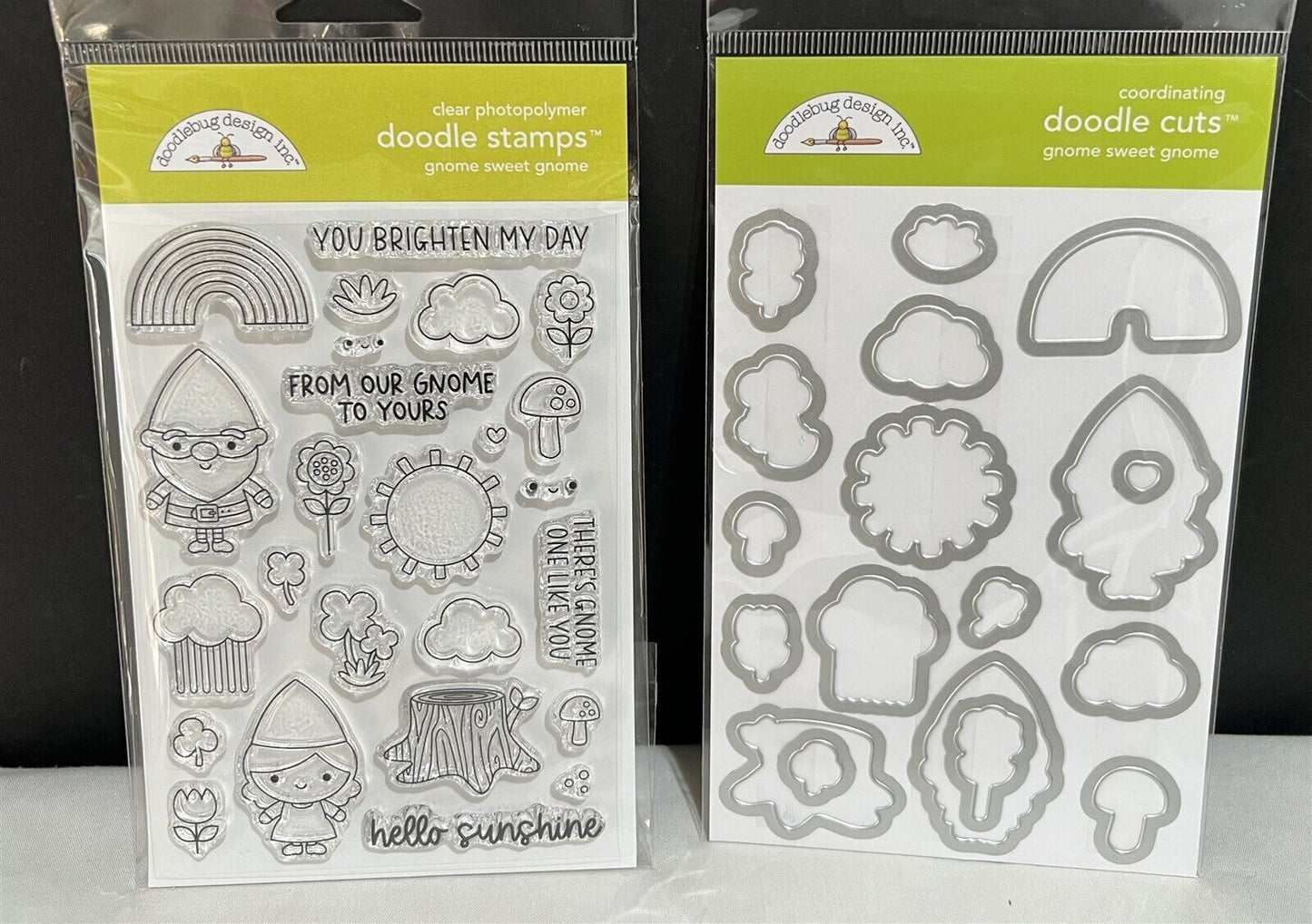 Doodlebug Design GNOME SWEET GNOME Rubber Stamps Dies Set