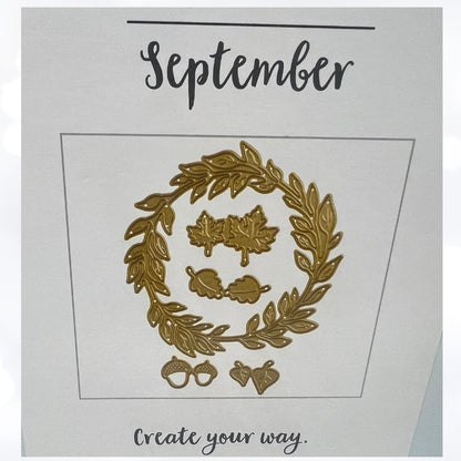 Spellbinders FALL Autumn Wreath Small Dies of the Month Sept 2017 & Oct 2018