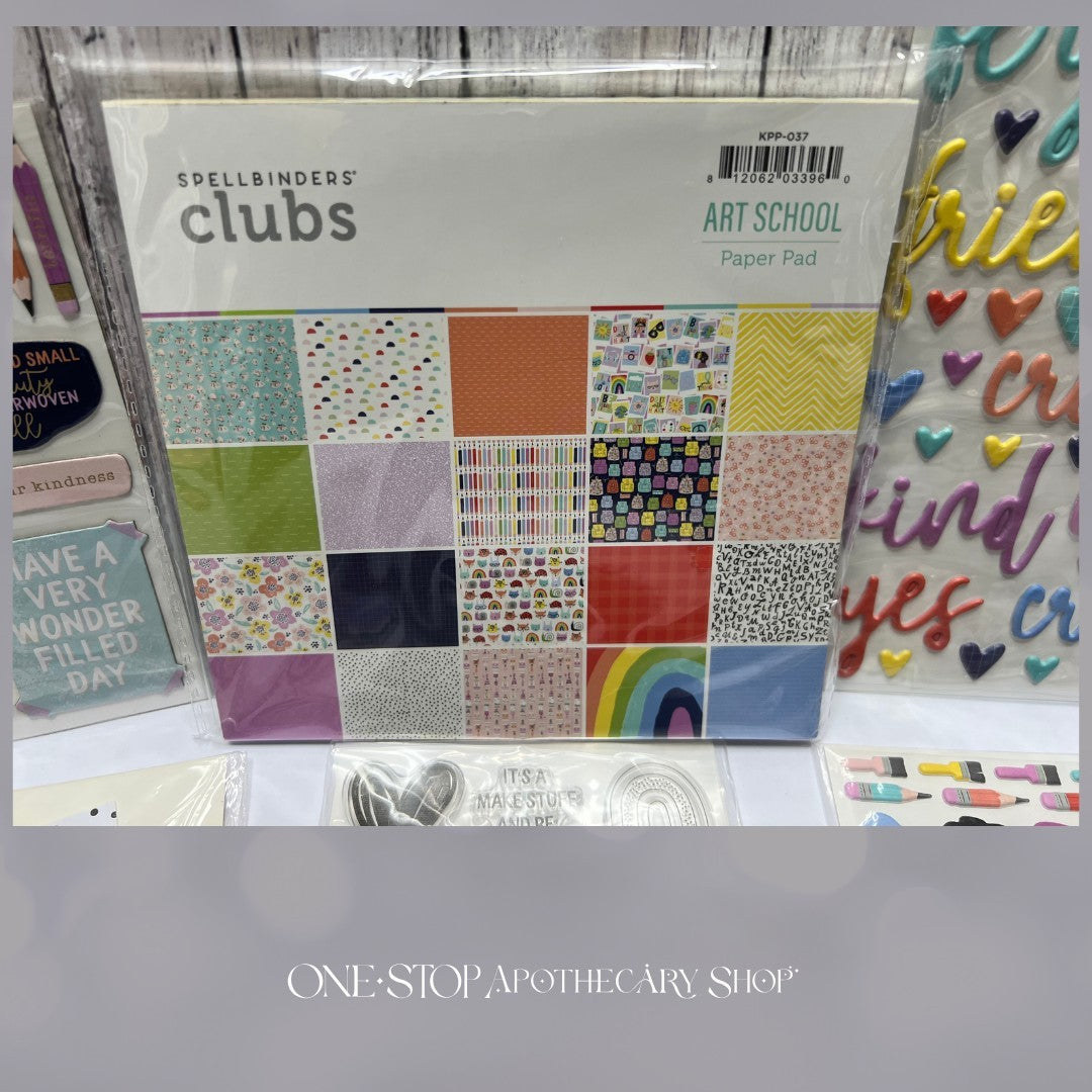 Spellbinders ART SCHOOL Card Kit of the Month Stamps Dies August 2021 AS IS**